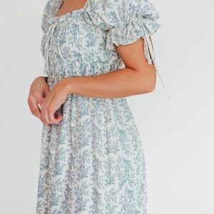 Worth Collective Floral Maxi Dress in Blue and ivory